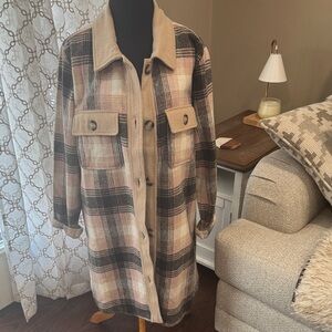 Heavyweight Pocketed Button-Up Plaid Shacket